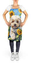 Load image into Gallery viewer, Maltipoo in Sunflowers Apron – Artist-Designed Kitchen, BBQ &amp; Craft Apron