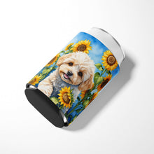 Load image into Gallery viewer, Maltipoo in Sunflowers Can or Bottle Hugger