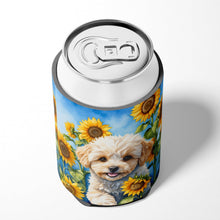 Load image into Gallery viewer, Maltipoo in Sunflowers Can or Bottle Hugger
