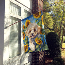 Load image into Gallery viewer, Maltipoo in Sunflowers House Flag