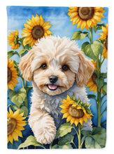 Load image into Gallery viewer, Maltipoo in Sunflowers House Flag