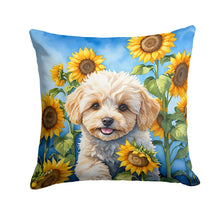 Load image into Gallery viewer, Maltipoo in Sunflowers Throw Pillow