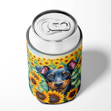 Load image into Gallery viewer, Manchester Terrier in Sunflowers Can or Bottle Hugger