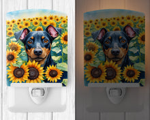 Load image into Gallery viewer, Manchester Terrier in Sunflowers Ceramic Night Light