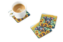 Load image into Gallery viewer, Manchester Terrier in Sunflowers Coasters - Set of 4 Lightweight Foam, Absorbent Drink Coasters