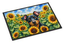 Load image into Gallery viewer, Manchester Terrier in Sunflowers Doormat Front Door Mat Indoor Outdoor Rugs for Entryway, Non Slip Washable Low Pile, 18H X 27W