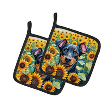 Load image into Gallery viewer, Manchester Terrier in Sunflowers Pot Holders - Set of 2 Decorative Kitchen Helpers | Made in the USA