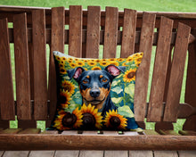 Load image into Gallery viewer, Manchester Terrier in Sunflowers Throw Pillow - 14x14 Decorative Pillow – Art for Your Home &amp; Patio
