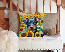 Load image into Gallery viewer, Manchester Terrier in Sunflowers Throw Pillow - 14x14 Decorative Pillow – Art for Your Home &amp; Patio