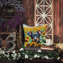 Load image into Gallery viewer, Manchester Terrier in Sunflowers Throw Pillow