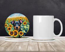 Load image into Gallery viewer, Manchester Terrier in Sunflowers Large Sandstone Coasters Pack of 4
