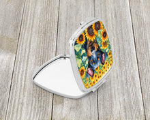 Load image into Gallery viewer, Manchester Terrier in Sunflowers Compact Mirror – Stylish Purse Mirror with Artistic Covers