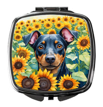 Load image into Gallery viewer, Manchester Terrier in Sunflowers Compact Mirror – Stylish Purse Mirror with Artistic Covers