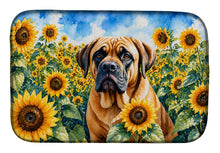 Load image into Gallery viewer, Mastiff in Sunflowers Dish Drying Mat Absorbent Dish Drying Mat Pad for Kitchen Counter Dish Drainer Mat for Countertop, 14 x 21", Multicolor