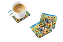 Load image into Gallery viewer, Mastiff in Sunflowers Coasters - Set of 4 Lightweight Foam, Absorbent Drink Coasters