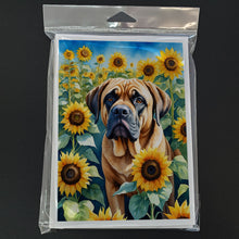 Load image into Gallery viewer, Mastiff in Sunflowers Greeting Cards - Blank Note Cards – 8-Pack of Artist-Designed Cards with Envelopes