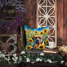 Load image into Gallery viewer, Mastiff in Sunflowers Throw Pillow