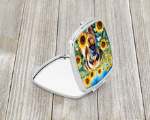 Load image into Gallery viewer, Mastiff in Sunflowers Compact Mirror – Stylish Purse Mirror with Artistic Covers