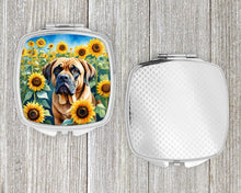 Load image into Gallery viewer, Mastiff in Sunflowers Compact Mirror – Stylish Purse Mirror with Artistic Covers