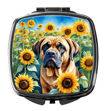 Load image into Gallery viewer, Mastiff in Sunflowers Compact Mirror – Stylish Purse Mirror with Artistic Covers