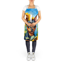 Load image into Gallery viewer, Miniature Pinscher in Sunflowers Apron – Artist-Designed Kitchen, BBQ &amp; Craft Apron