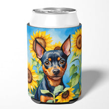 Load image into Gallery viewer, Miniature Pinscher in Sunflowers Can or Bottle Hugger