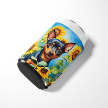 Load image into Gallery viewer, Miniature Pinscher in Sunflowers Can or Bottle Hugger