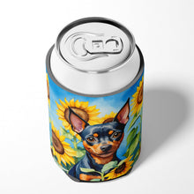 Load image into Gallery viewer, Miniature Pinscher in Sunflowers Can or Bottle Hugger