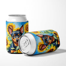 Load image into Gallery viewer, Miniature Pinscher in Sunflowers Can or Bottle Hugger