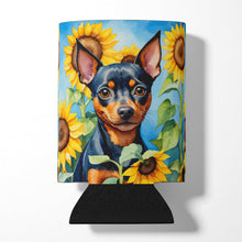 Load image into Gallery viewer, Miniature Pinscher in Sunflowers Can or Bottle Hugger