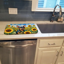 Load image into Gallery viewer, Miniature Pinscher in Sunflowers Dish Drying Mat Absorbent Dish Drying Mat Pad for Kitchen Counter Dish Drainer Mat for Countertop, 14 x 21", Multicolor