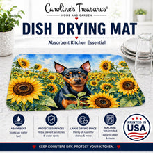Load image into Gallery viewer, Miniature Pinscher in Sunflowers Dish Drying Mat Absorbent Dish Drying Mat Pad for Kitchen Counter Dish Drainer Mat for Countertop, 14 x 21", Multicolor