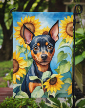 Load image into Gallery viewer, Miniature Pinscher in Sunflowers Garden Flag – Bright Dog-Themed Yard Decor