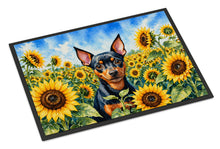Load image into Gallery viewer, Miniature Pinscher in Sunflowers Doormat Front Door Mat Indoor Outdoor Rugs for Entryway, Non Slip Washable Low Pile, 24H X 36W