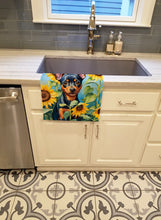 Load image into Gallery viewer, Miniature Pinscher in Sunflowers Kitchen Towel