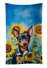 Load image into Gallery viewer, Miniature Pinscher in Sunflowers Kitchen Towel