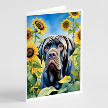 Load image into Gallery viewer, Neapolitan Mastiff in Sunflowers Greeting Cards - Blank Note Cards – 8-Pack of Artist-Designed Cards with Envelopes