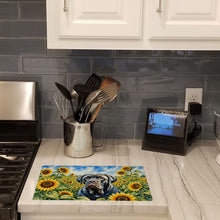 Load image into Gallery viewer, Neapolitan Mastiff in Sunflowers Cutting Board Tempered Glass Kitchen Cutting Surface, Heat Resistant Chopping Board with Non-Slip Feet, Decorative Food Prep &amp; Serving