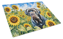 Load image into Gallery viewer, Neapolitan Mastiff in Sunflowers Cutting Board Tempered Glass Kitchen Cutting Surface, Heat Resistant Chopping Board with Non-Slip Feet, Decorative Food Prep &amp; Serving
