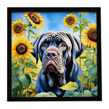 Load image into Gallery viewer, Neapolitan Mastiff in Sunflowers Framed Metal Print