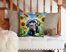 Load image into Gallery viewer, Neapolitan Mastiff in Sunflowers Throw Pillow - 14x14 Decorative Pillow – Art for Your Home &amp; Patio