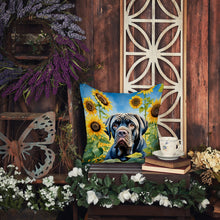 Load image into Gallery viewer, Neapolitan Mastiff in Sunflowers Throw Pillow - 14x14 Decorative Pillow – Art for Your Home &amp; Patio