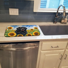 Load image into Gallery viewer, Newfoundland in Sunflowers Dish Drying Mat Absorbent Dish Drying Mat Pad for Kitchen Counter Dish Drainer Mat for Countertop, 14 x 21", Multicolor