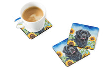 Load image into Gallery viewer, Newfoundland in Sunflowers Coasters - Set of 4 Lightweight Foam, Absorbent Drink Coasters