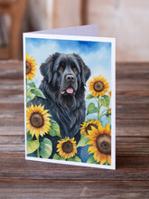 Load image into Gallery viewer, Newfoundland in Sunflowers Greeting Cards - Blank Note Cards – 8-Pack of Artist-Designed Cards with Envelopes