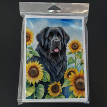 Load image into Gallery viewer, Newfoundland in Sunflowers Greeting Cards - Blank Note Cards – 8-Pack of Artist-Designed Cards with Envelopes