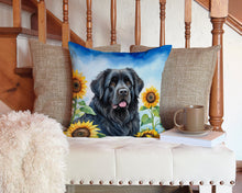 Load image into Gallery viewer, Newfoundland in Sunflowers Throw Pillow - 14x14 Decorative Pillow – Art for Your Home &amp; Patio