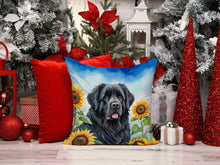 Load image into Gallery viewer, Newfoundland in Sunflowers Throw Pillow - 14x14 Decorative Pillow – Art for Your Home &amp; Patio
