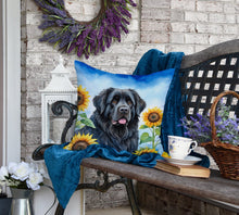 Load image into Gallery viewer, Newfoundland in Sunflowers Throw Pillow