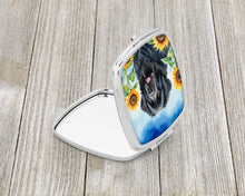 Load image into Gallery viewer, Newfoundland in Sunflowers Compact Mirror – Stylish Purse Mirror with Artistic Covers
